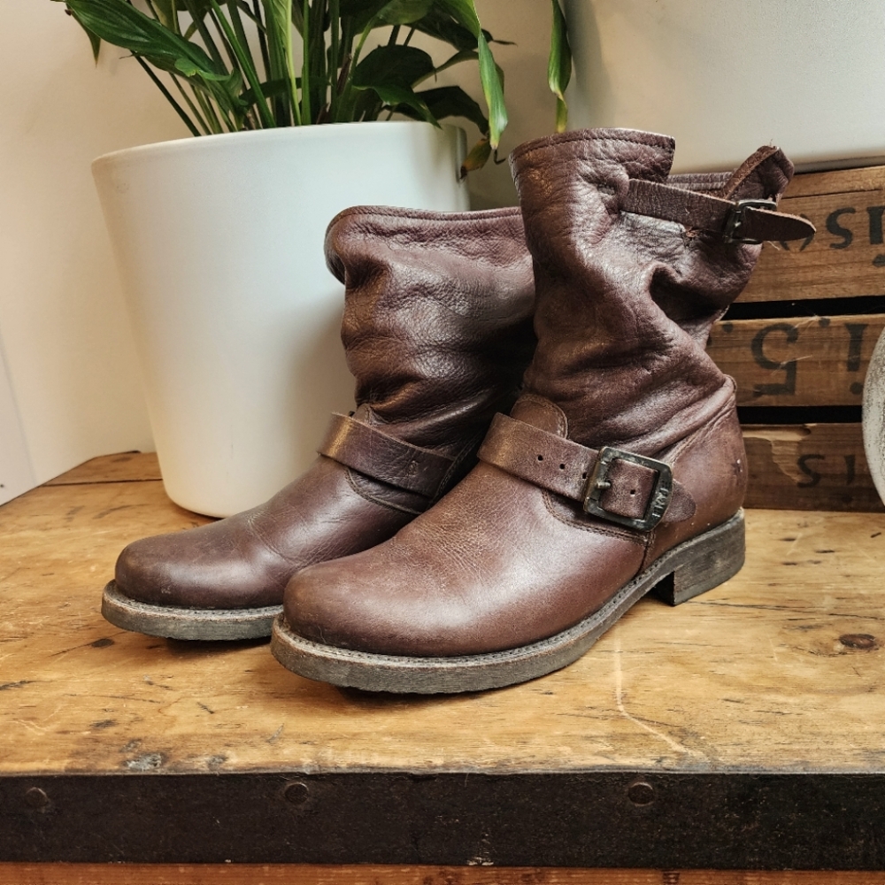 Frye "Veronica" slouch genuine leather boots